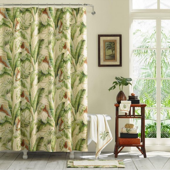 new Tommy Bahama GREEN LEAF PALMIERS 72 x 84 inch Extra Long Shower Curtain - Picture 1 of 11